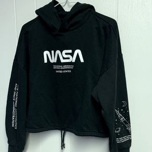 H&M NASA cropped hoodie- black - Medium